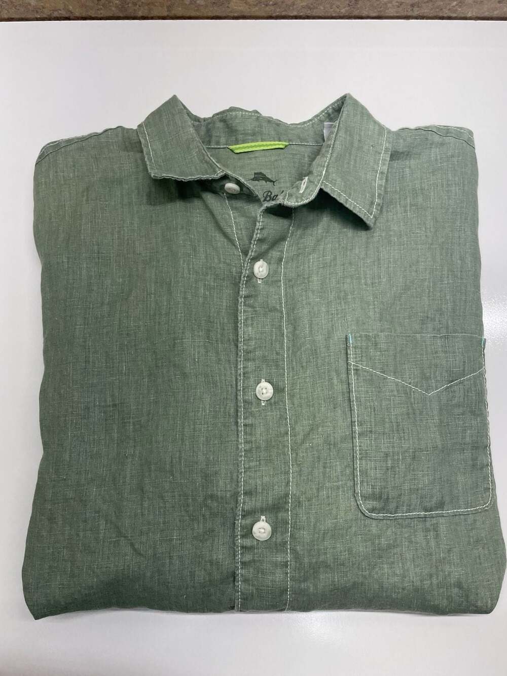 Tommy Bahama Button-Down Shirt Size XLT Green Linen